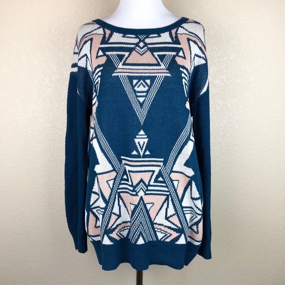 Urban Outfitters Sweaters - ECOTÉ Urban Outfitters Blue Aztec Pullover Sweater